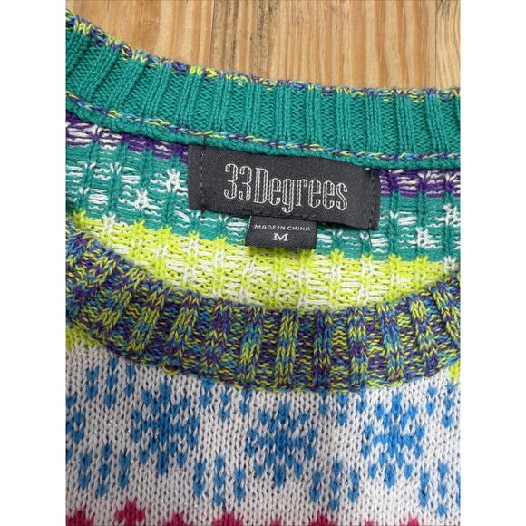 Blizzard Bay Rainbow Colorful 3D Unicorn Sz M Ugly Christmas Sweater Funny Weird - Picture 3 of 6